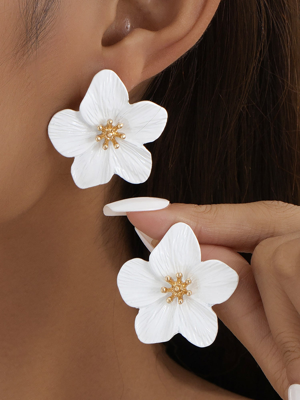 Alloy Flower Shape Stud Earrings