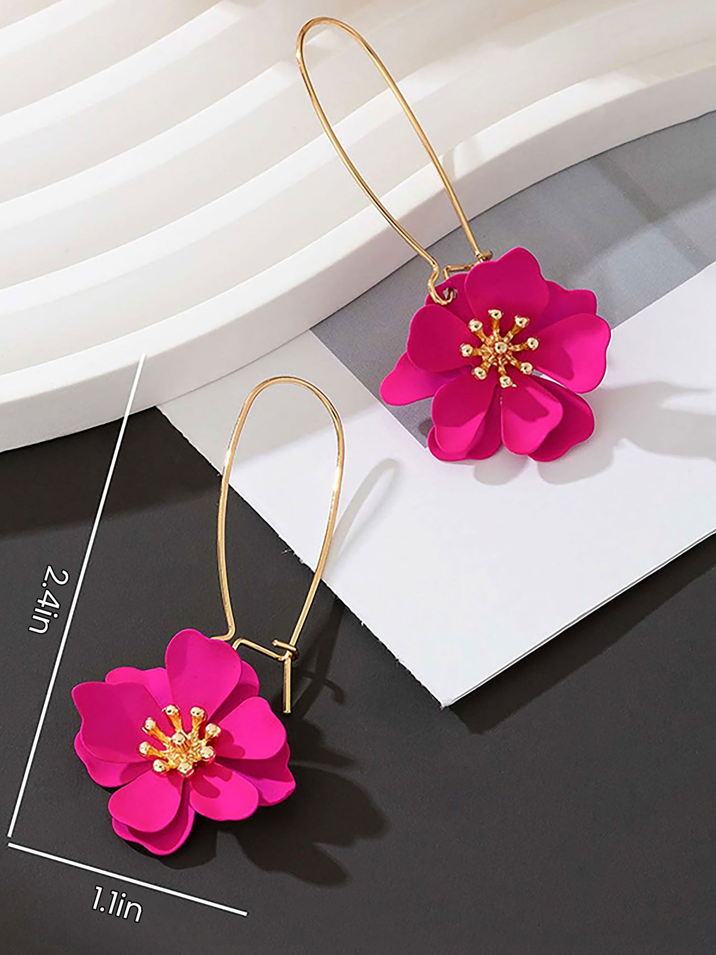 Boho-Chic Floral Drops Flower Pendant Dangle Gold Plated Petals Earrings