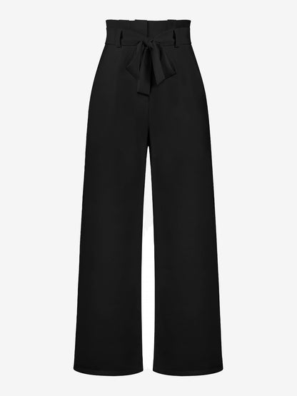Wide Leg Tie Waist Versatile Paper Bag Pants
