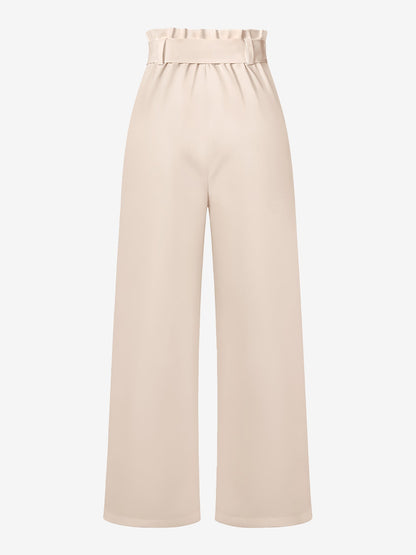 Wide Leg Tie Waist Versatile Paper Bag Pants
