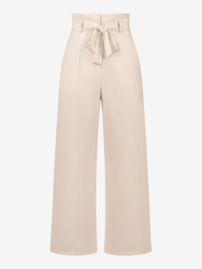 Wide Leg Tie Waist Versatile Paper Bag Pants