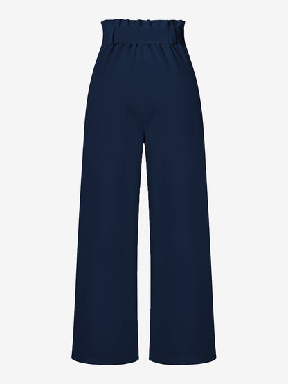 Wide Leg Tie Waist Versatile Paper Bag Pants