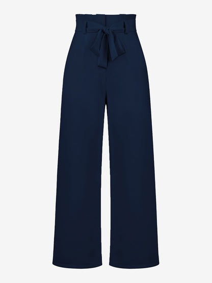 Wide Leg Tie Waist Versatile Paper Bag Pants