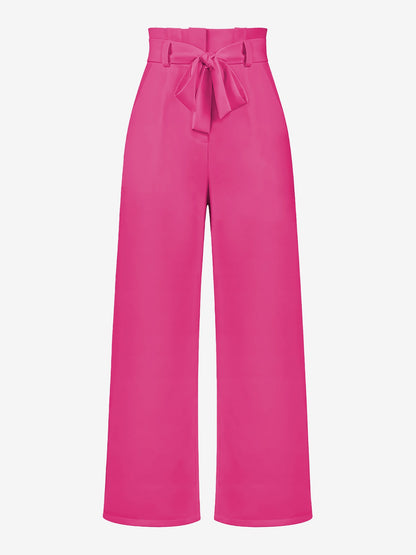 Wide Leg Tie Waist Versatile Paper Bag Pants