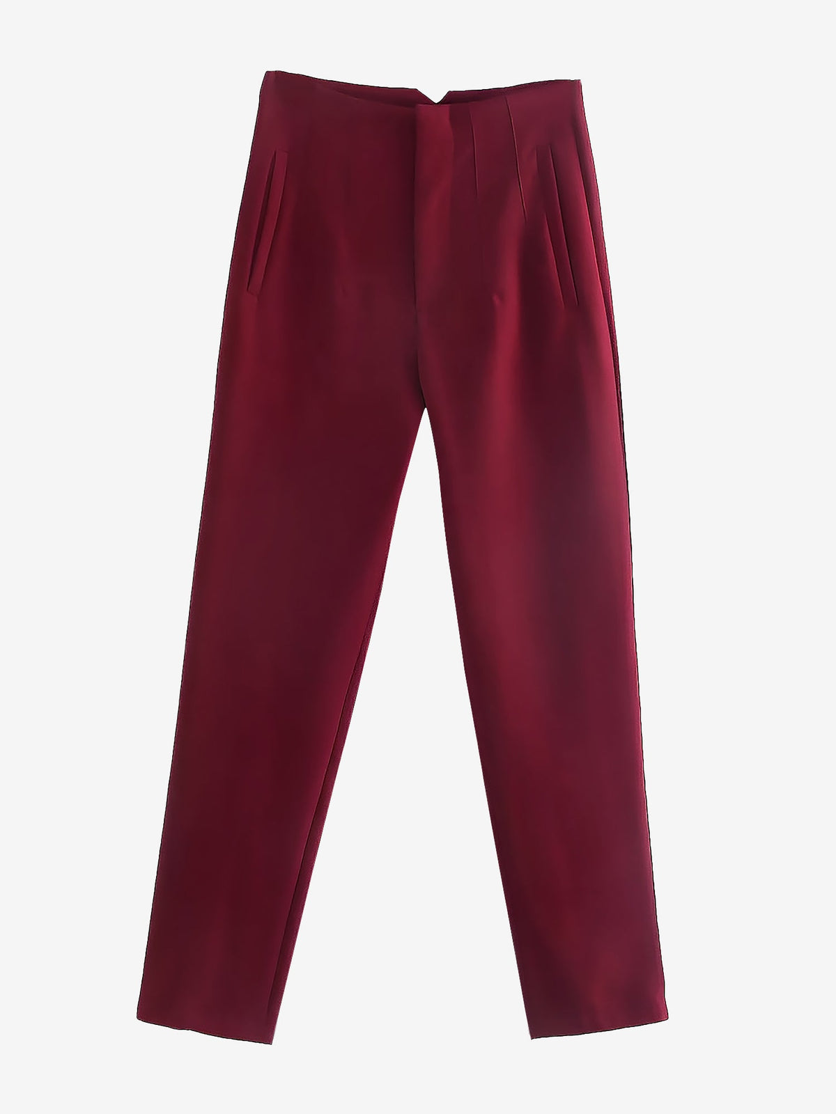 Slim Fit Solid Color Pleated Straight Leg Casual Pants