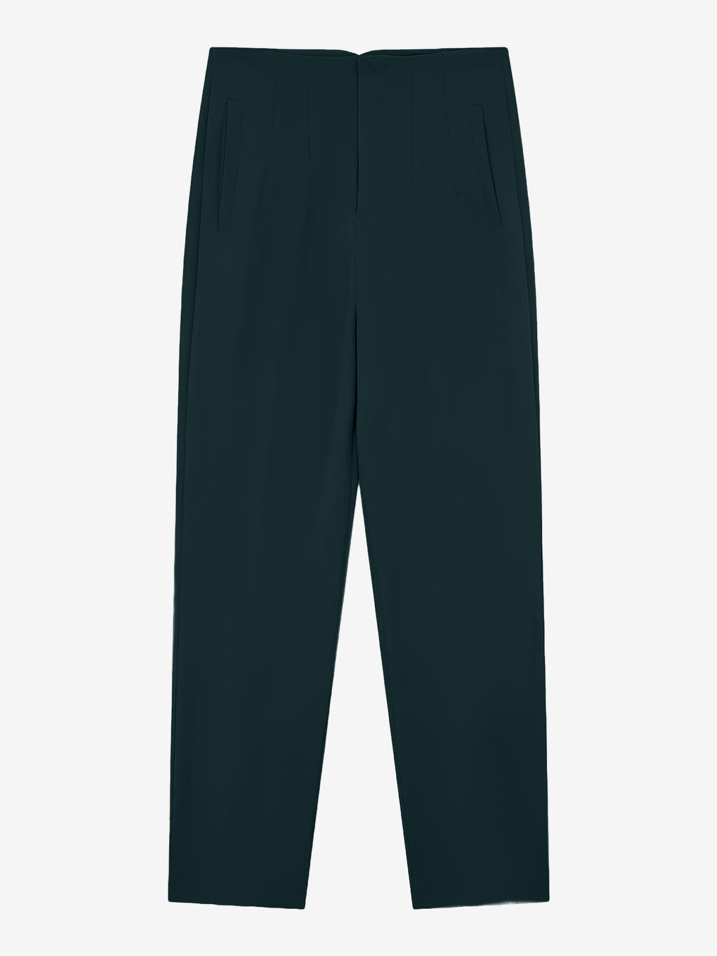Slim Fit Solid Color Pleated Straight Leg Casual Pants