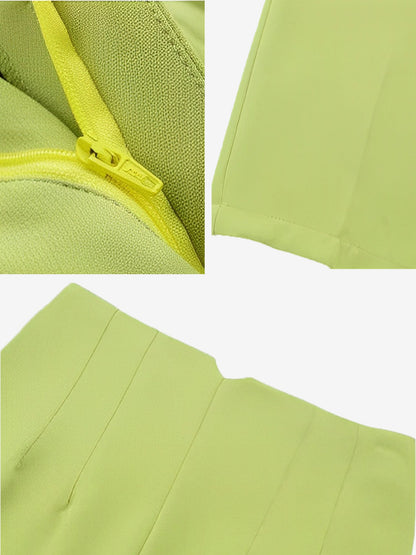Slim Fit Solid Color Pleated Straight Leg Casual Pants