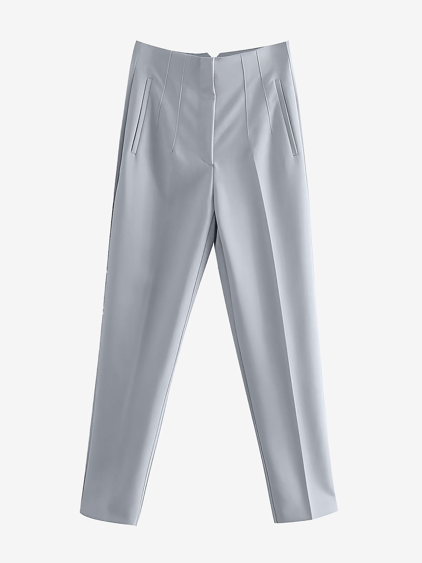 Slim Fit Solid Color Pleated Straight Leg Casual Pants