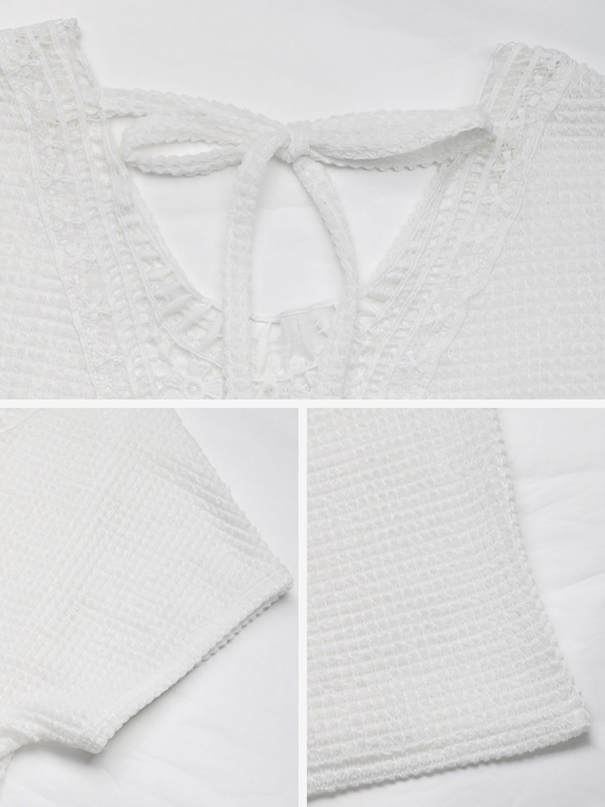 V Neck Short Sleeves Back Lace Decor Blouse