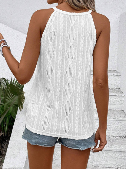 Round Neck Sleeveless Textured Casual Tank