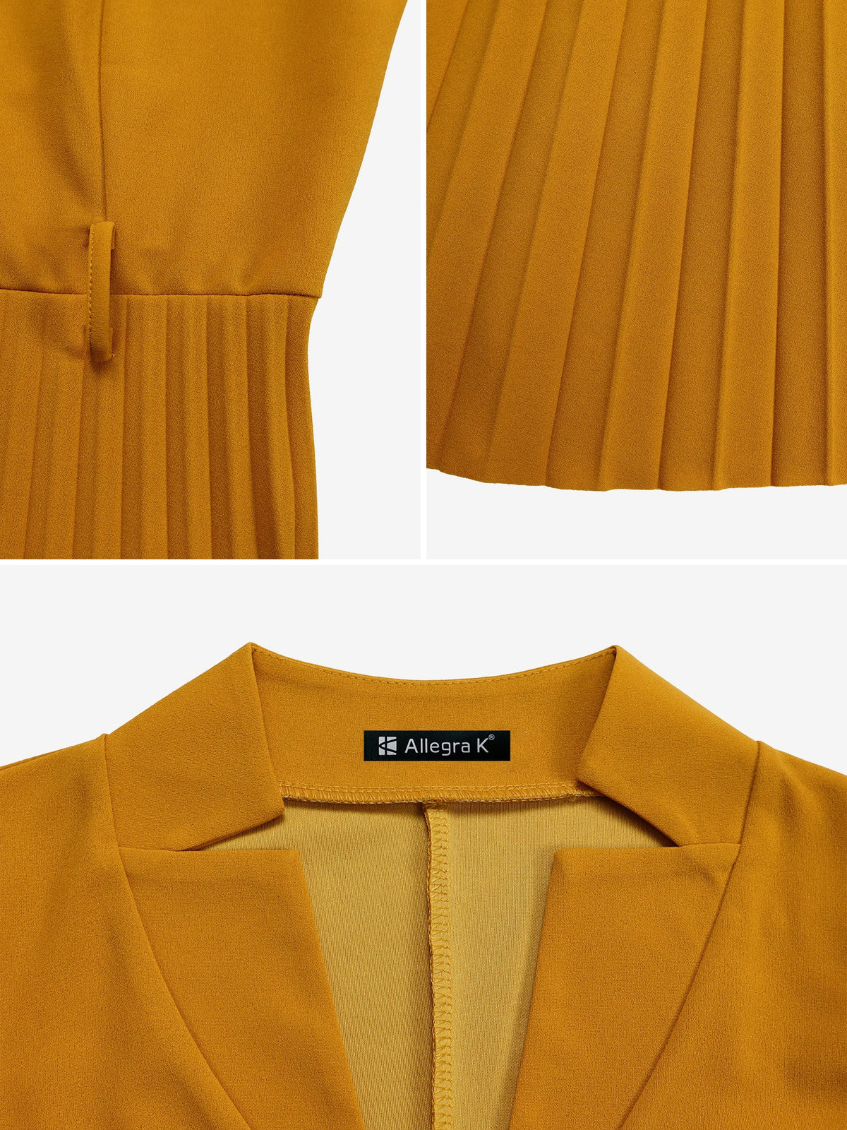 Short Sleeve Belted Pleated Work Midi Dress Professional Office Style Cinched Waist and Flared Pleats