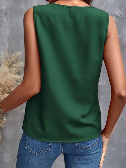 Solid Color Ruffled V Neck Sleeves Blouse