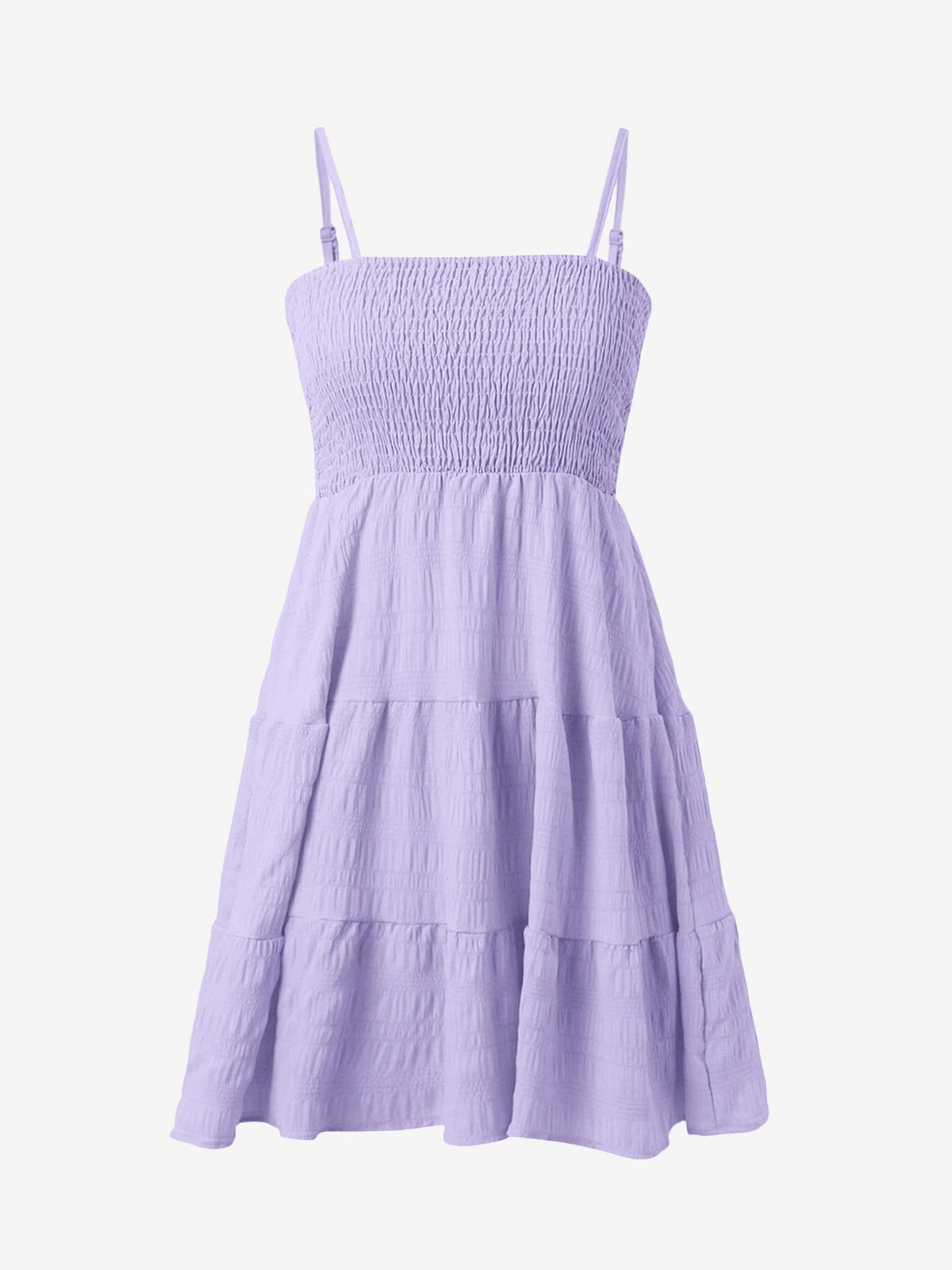 Spaghetti Strap Smocked Tiered Textured Dress