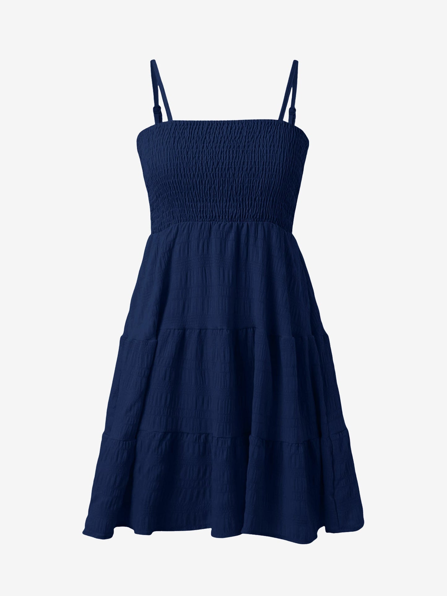 Spaghetti Strap Smocked Tiered Textured Dress