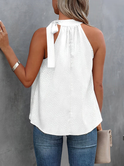 Halter Neck Leopard Sleeveless Satin Top