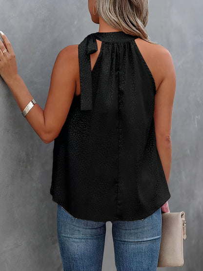 Halter Neck Leopard Sleeveless Satin Top