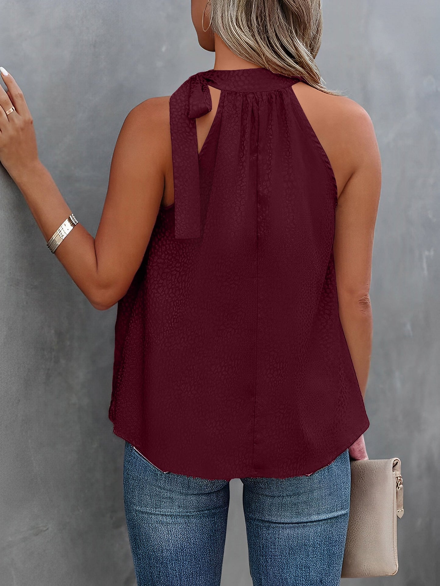 Halter Neck Leopard Sleeveless Satin Top