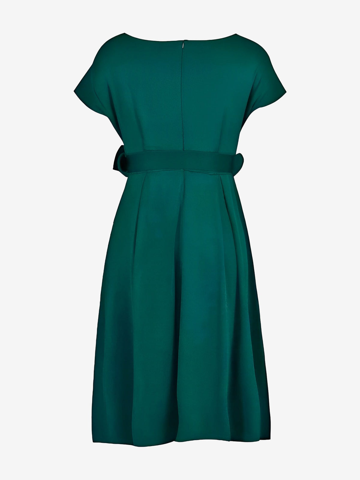 V Neck Solid Color Short Sleeve Tie Waist Dress