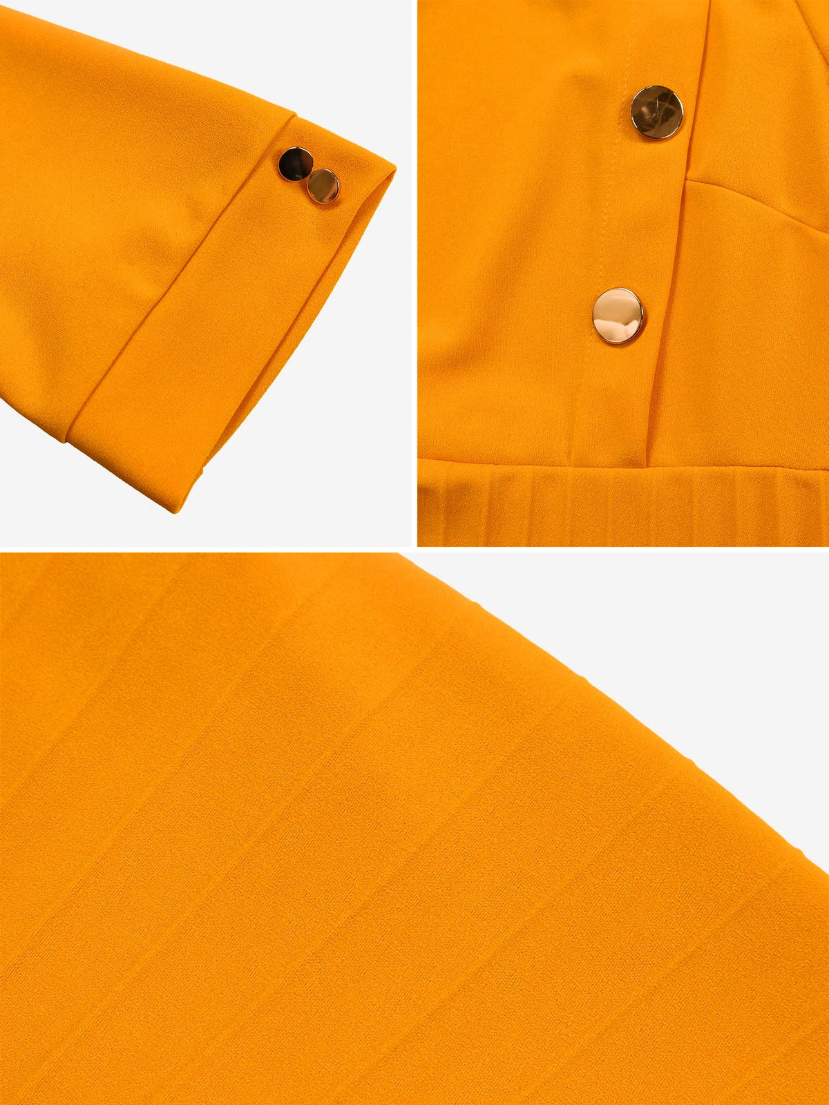 Solid Color Pleated Button Decor Belted Dress