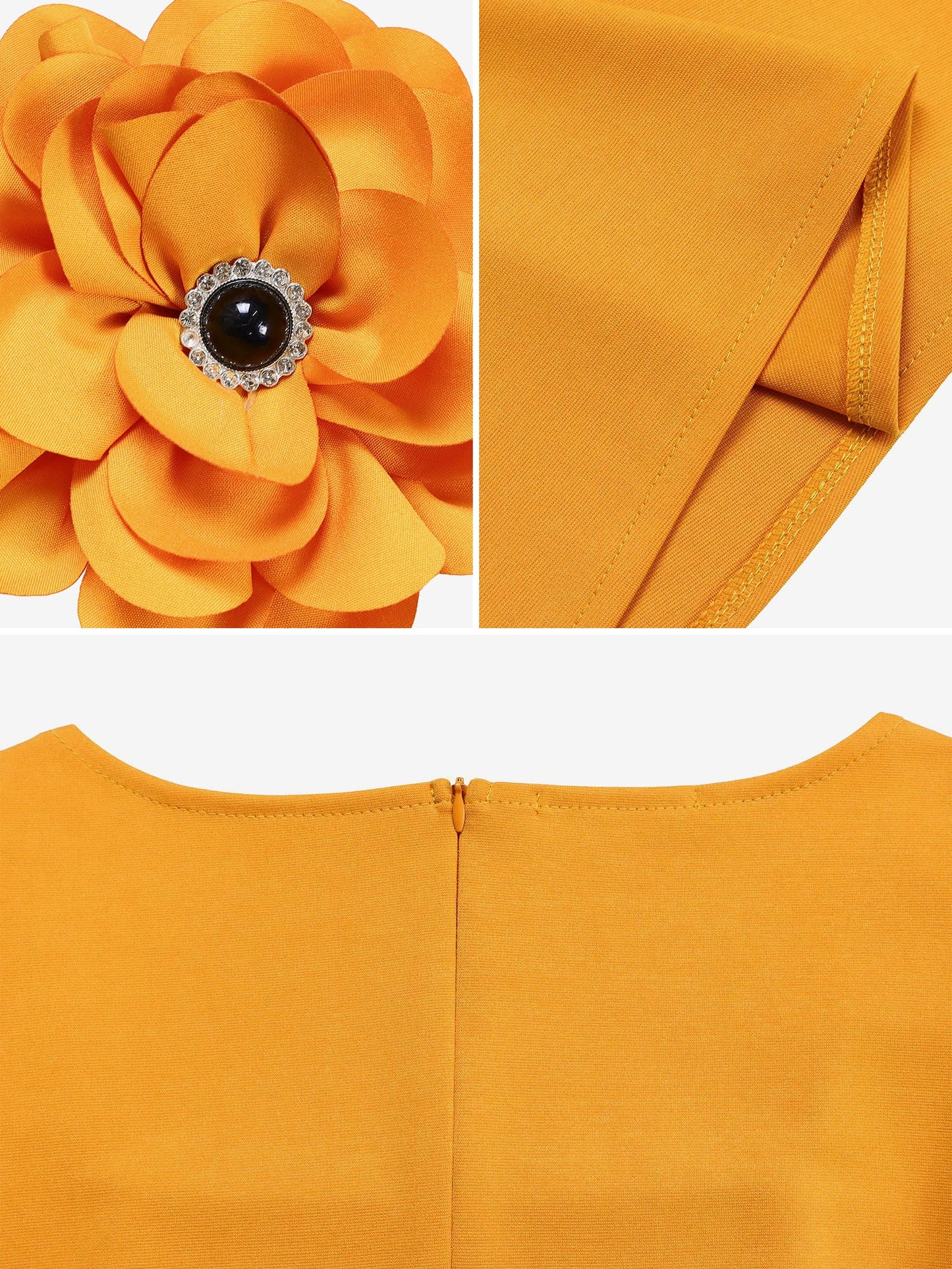Square Neck Flower Ruffled Sleeves Belted Dress