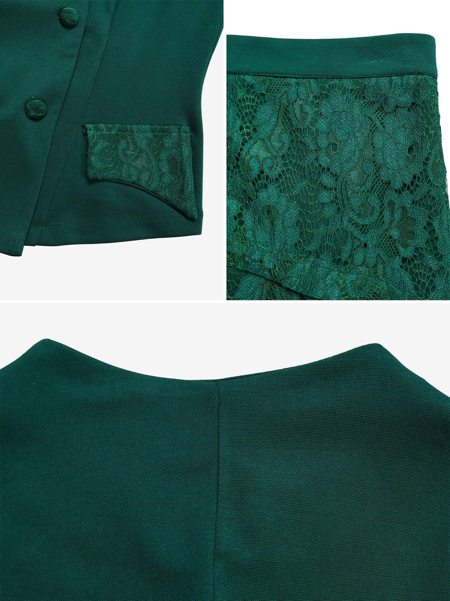 2 Pieces 3/4 Sleeves Blazer & Lace Ruffled Midi Pencil Skirt Set