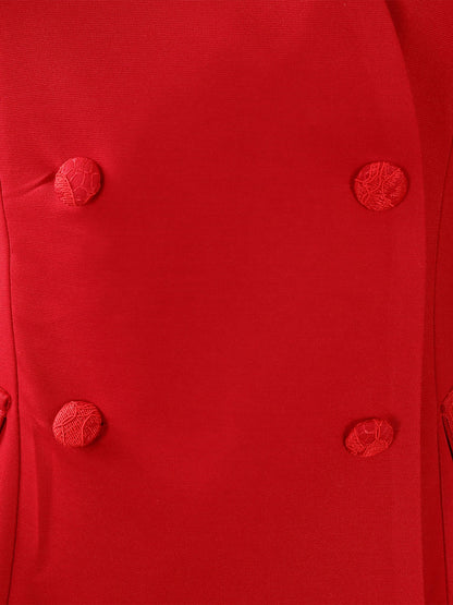 2 Pieces 3/4 Sleeves Blazer & Lace Ruffled Midi Pencil Skirt Set