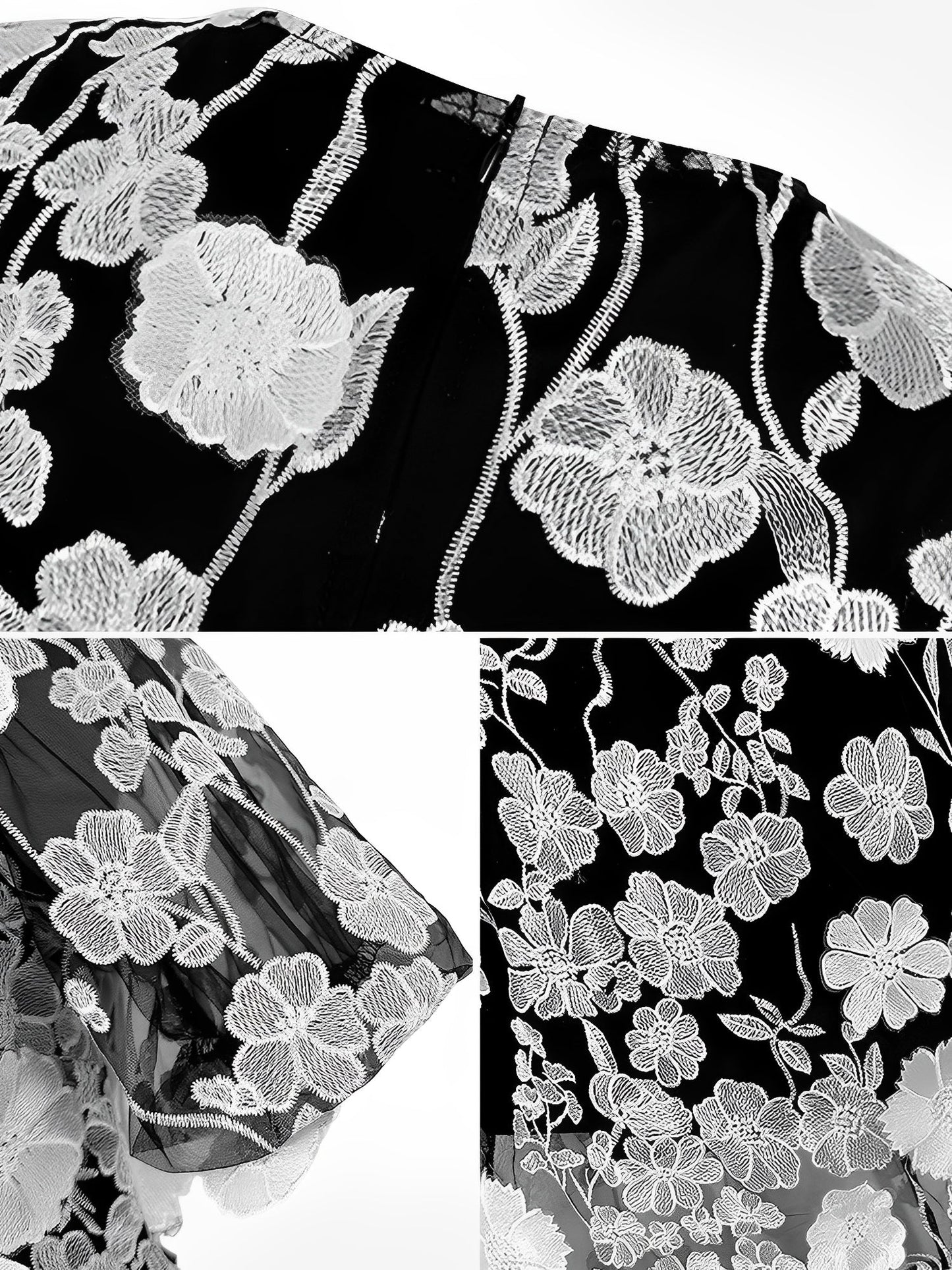 Flower Embroidery Short Sleeve Bodycon Fishtail Dress