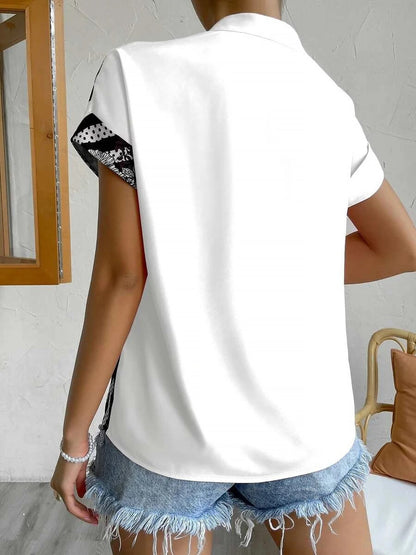 Floral Button Down Short Sleeves Casual Blouse