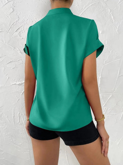 Floral Button Down Short Sleeves Casual Blouse