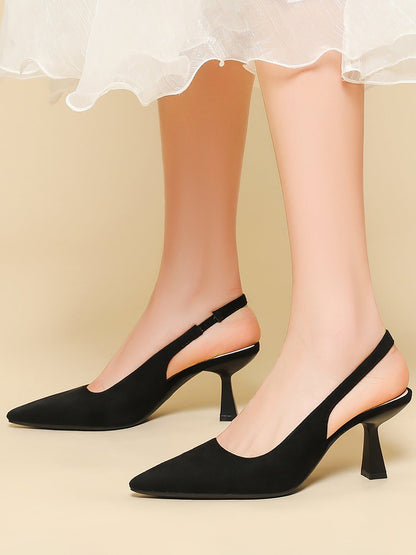 Pointed Toe Stiletto Heel Faux Suede Slingback Pumps