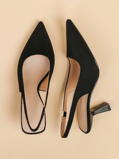 Pointed Toe Stiletto Heel Faux Suede Slingback Pumps
