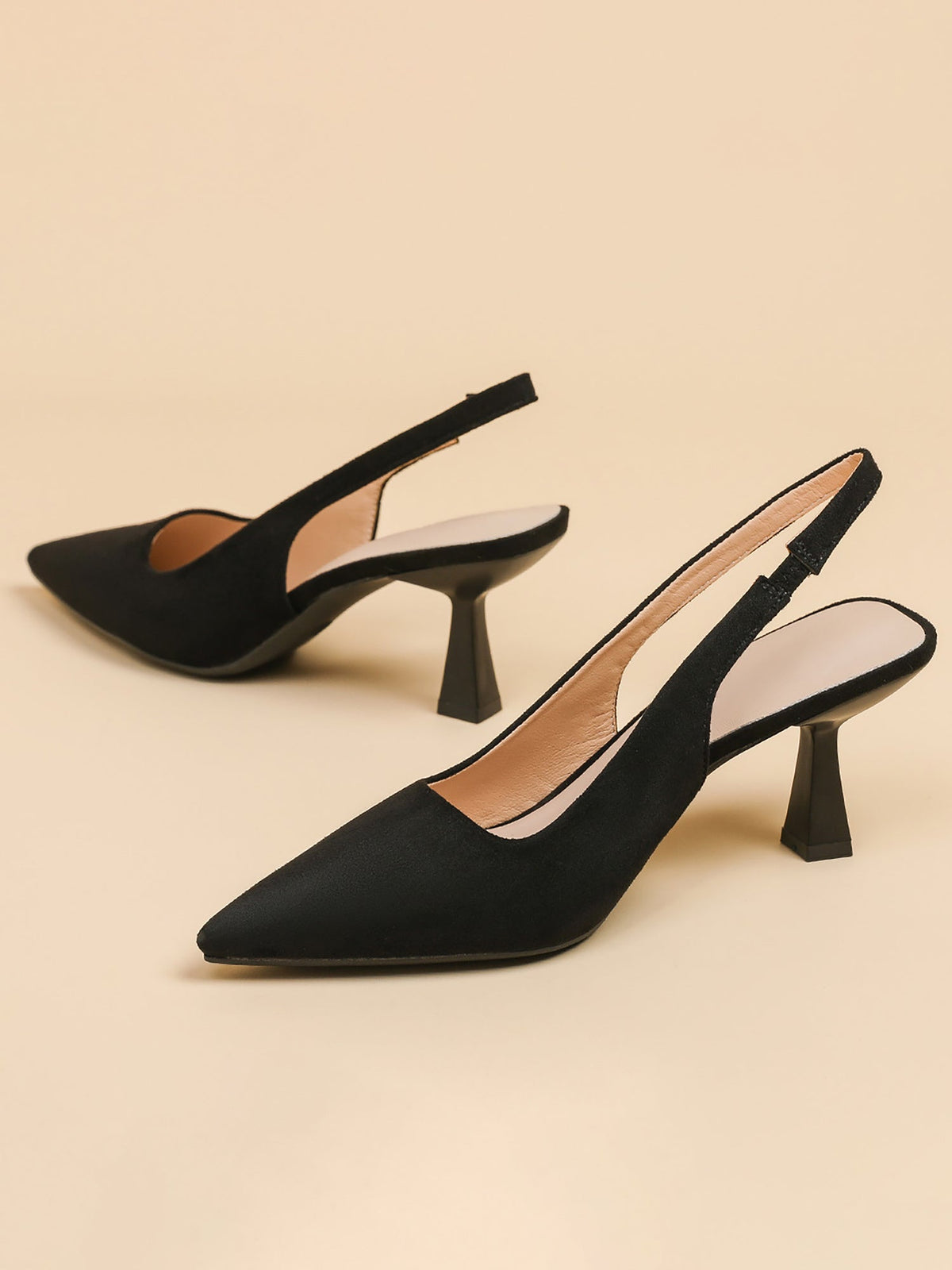 Pointed Toe Stiletto Heel Faux Suede Slingback Pumps