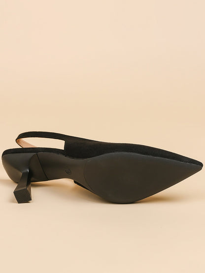 Pointed Toe Stiletto Heel Faux Suede Slingback Pumps