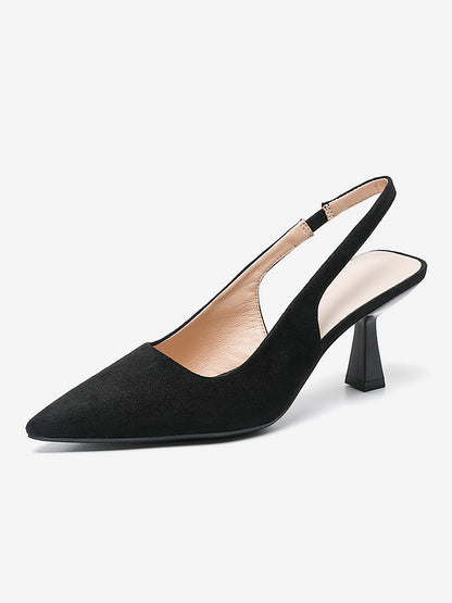 Pointed Toe Stiletto Heel Faux Suede Slingback Pumps