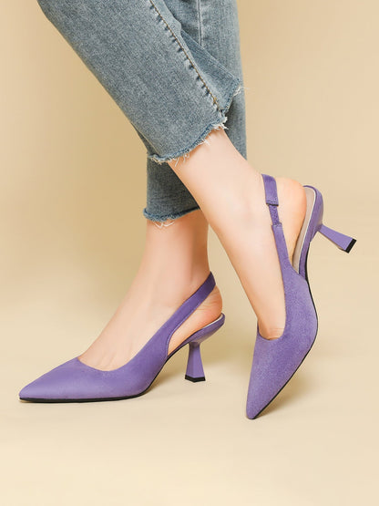 Pointed Toe Stiletto Heel Faux Suede Slingback Pumps