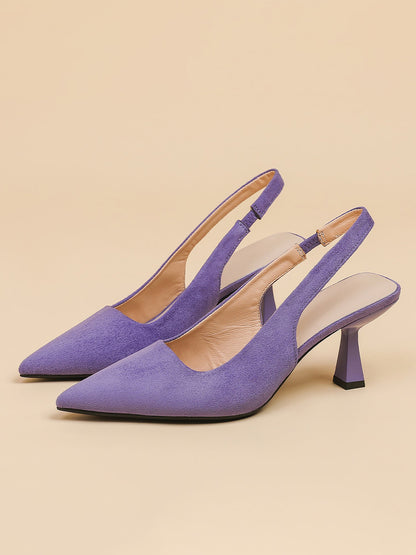 Pointed Toe Stiletto Heel Faux Suede Slingback Pumps