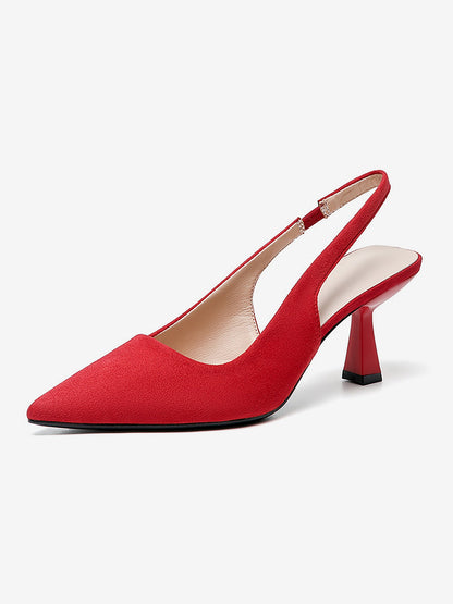 Pointed Toe Stiletto Heel Faux Suede Slingback Pumps