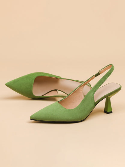 Pointed Toe Stiletto Heel Faux Suede Slingback Pumps