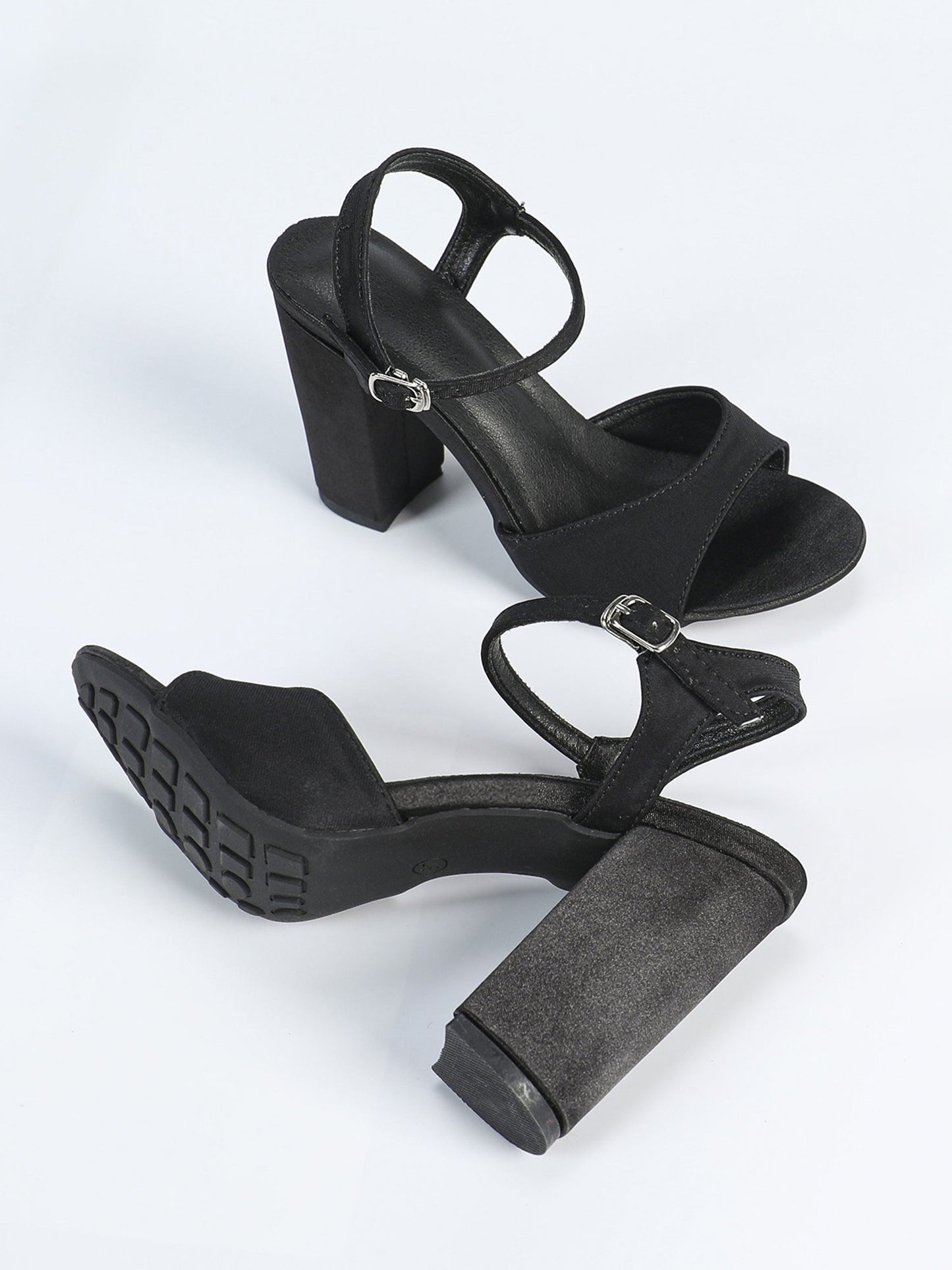 Round Toe Chunky Heels Strappy Slingback Sandals