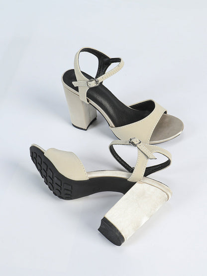 Round Toe Chunky Heels Strappy Slingback Sandals