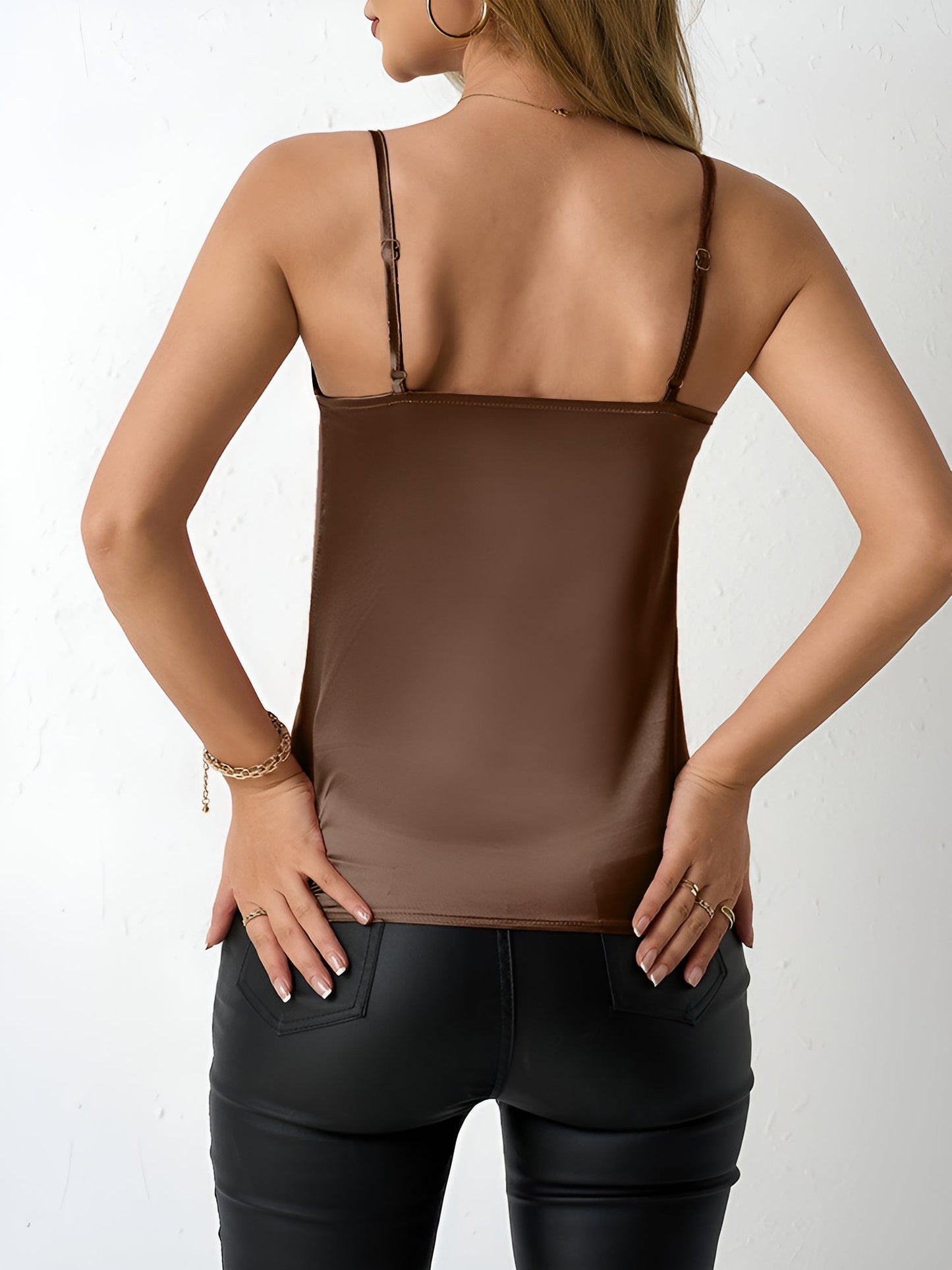 Spaghetti Strap Satin Sleeveless Cami Top