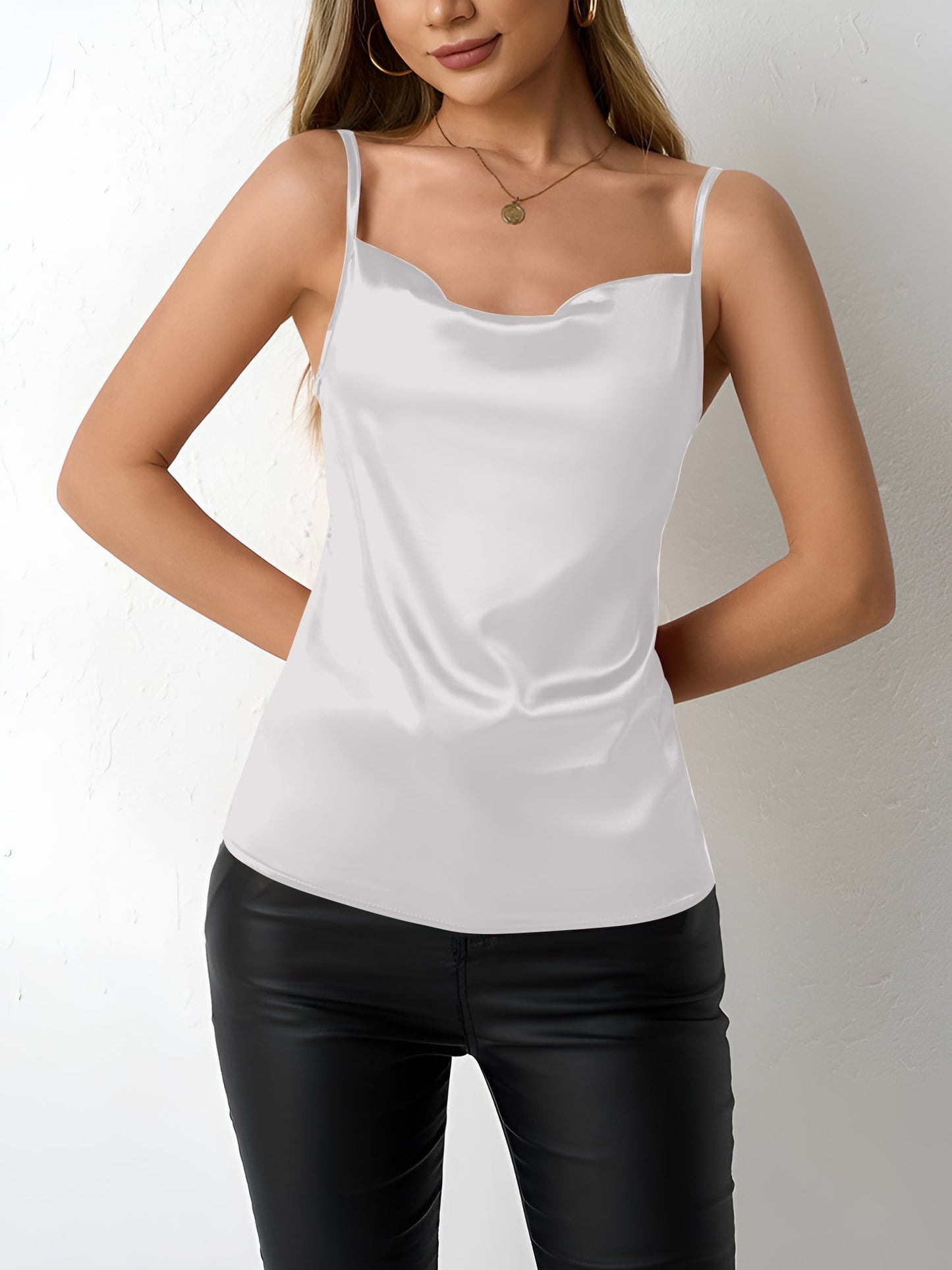 Spaghetti Strap Satin Sleeveless Cami Top