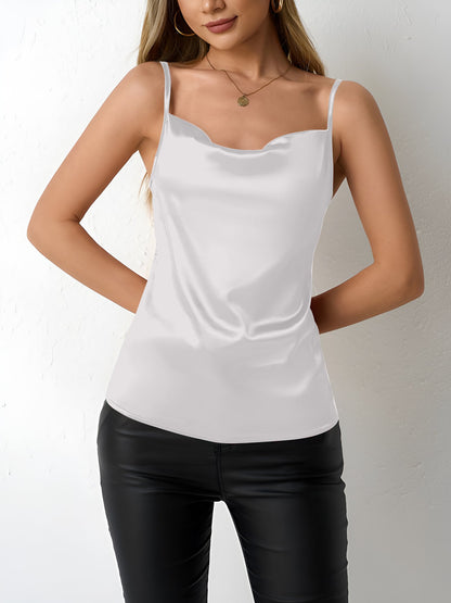 Spaghetti Strap Satin Sleeveless Cami Top
