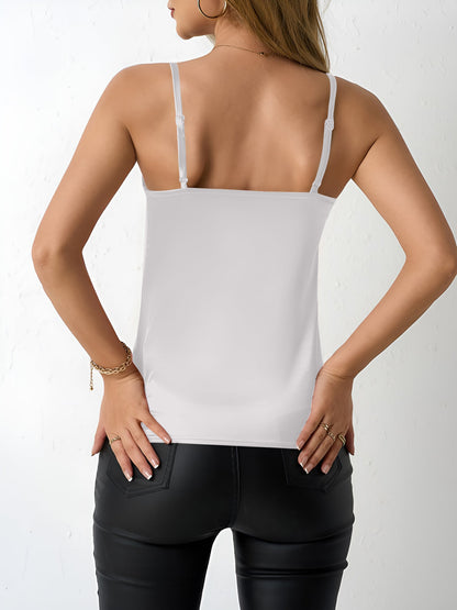 Spaghetti Strap Satin Sleeveless Cami Top