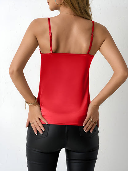 Spaghetti Strap Satin Sleeveless Cami Top