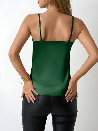 Spaghetti Strap Satin Sleeveless Cami Top
