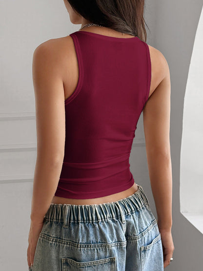 Y2K Style Sleeveless Solid Color Casual Tank