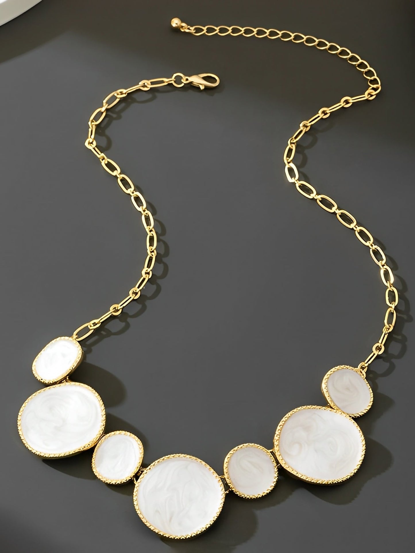 4 Pcs Irregular Round Shape Bracelet Necklace Earrings Ring Set