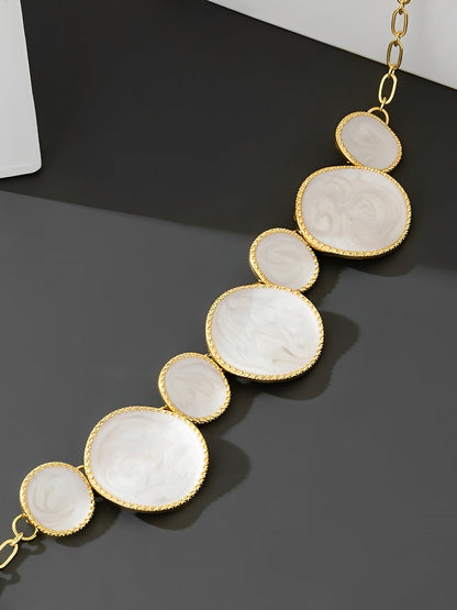 4 Pcs Irregular Round Shape Bracelet Necklace Earrings Ring Set