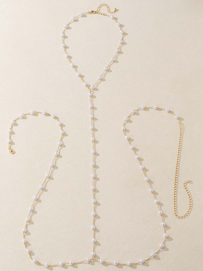 Faux Pearl Alloy Belly Chain Necklace Body Chain